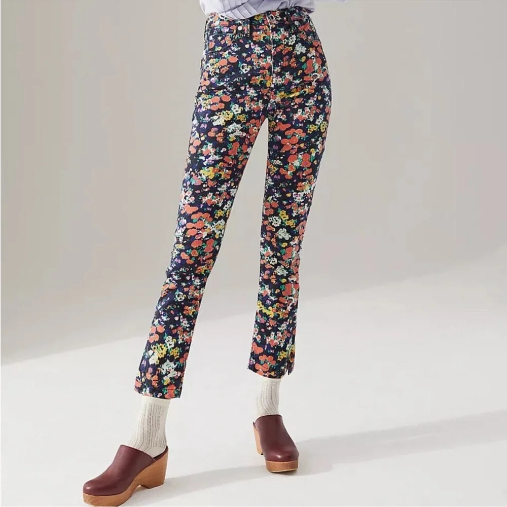 Anthropologie Maeve Gardenia Ultra High-Rise floral Slim Straight Jeans 29 - Picture 1 of 14